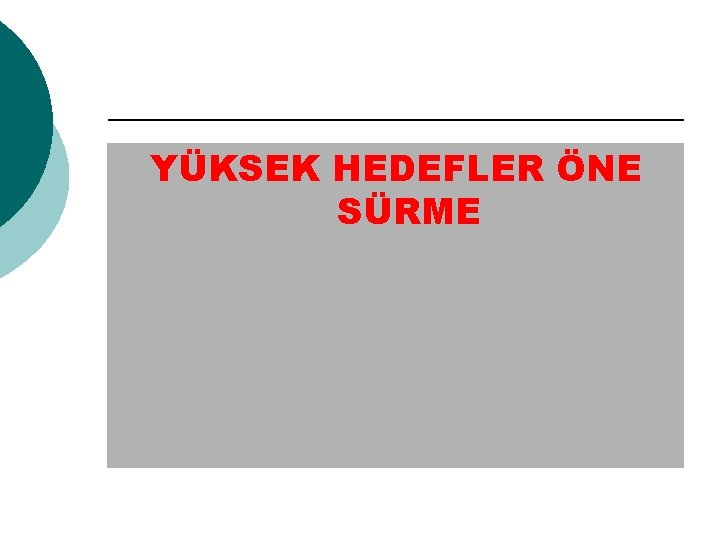 YÜKSEK HEDEFLER ÖNE SÜRME 