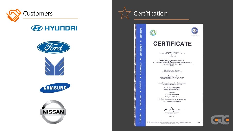 Customers Certification 