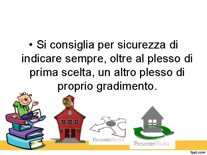  • Si consiglia per sicurezza di indicare sempre, oltre al plesso di prima