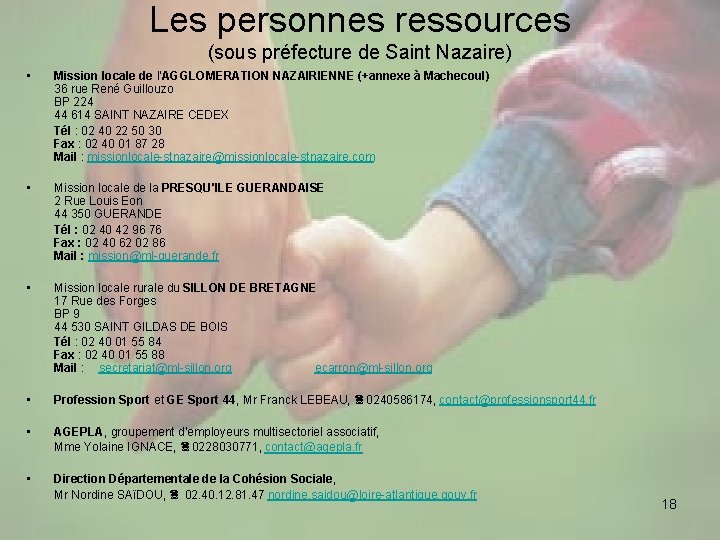 Les personnes ressources (sous préfecture de Saint Nazaire) • Mission locale de l'AGGLOMERATION NAZAIRIENNE