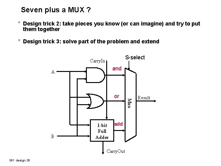 Seven plus a MUX ? ° Design trick 2: take pieces you know (or