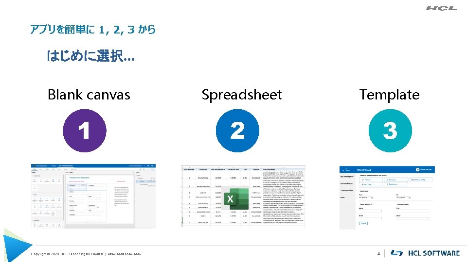 アプリを簡単に 1, 2, 3 から はじめに選択. . . Blank canvas 1 Copyright © 2020