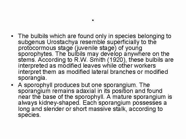 . • The bulbils which are found only in species belonging to subgenus Urostachya