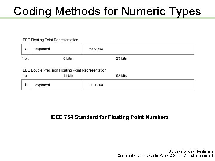Coding Methods for Numeric Types IEEE 754 Standard for Floating Point Numbers Big Java