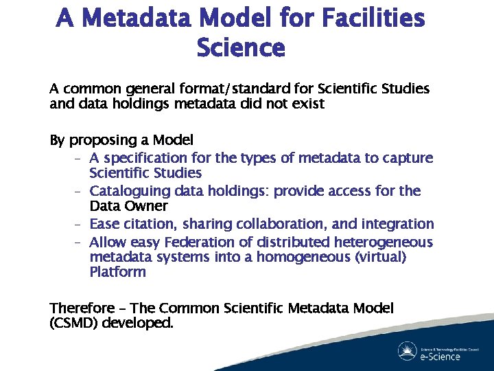Metadata Model Researchgate ICAT Integrating data infrastructure for facilities based science