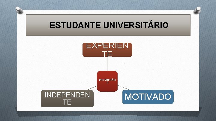 ESTUDANTE UNIVERSITÁRIO EXPERIEN TE UNIVERSITÁRI O INDEPENDEN TE MOTIVADO 