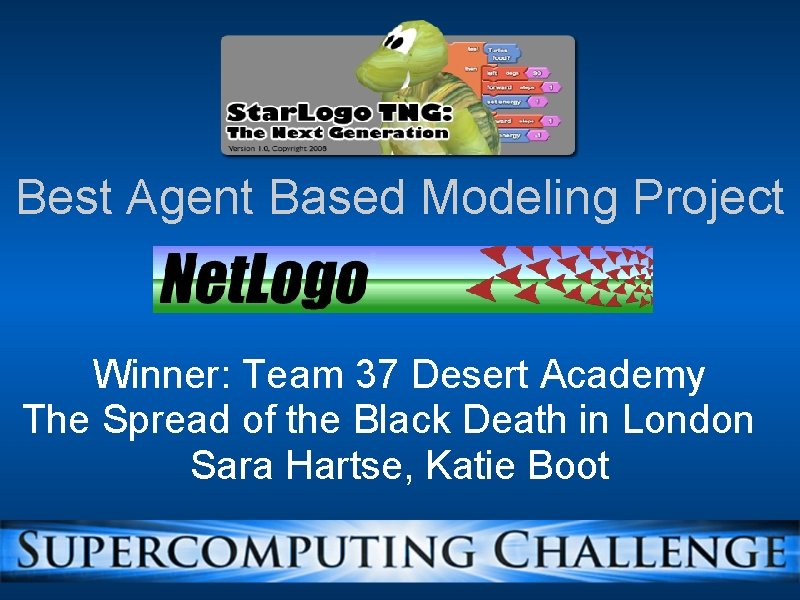 Best Agent Based Modeling Project Winner: Team 37 Desert Academy The Spread of the