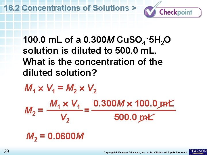 16. 2 Concentrations of Solutions > 100. 0 m. L of a 0. 300