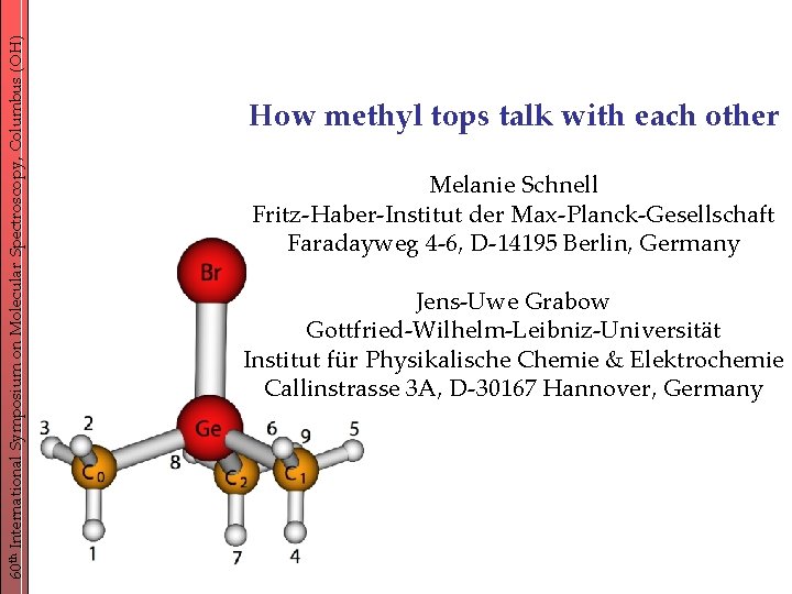 60 th International Symposium on Molecular Spectroscopy, Columbus (OH) How methyl tops talk with