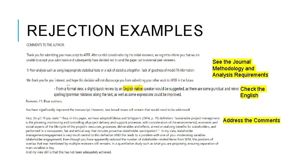Journal Rejection Informs Email HOW TO WRITE FOR HIGH RANKED JOURNALS Khawaja