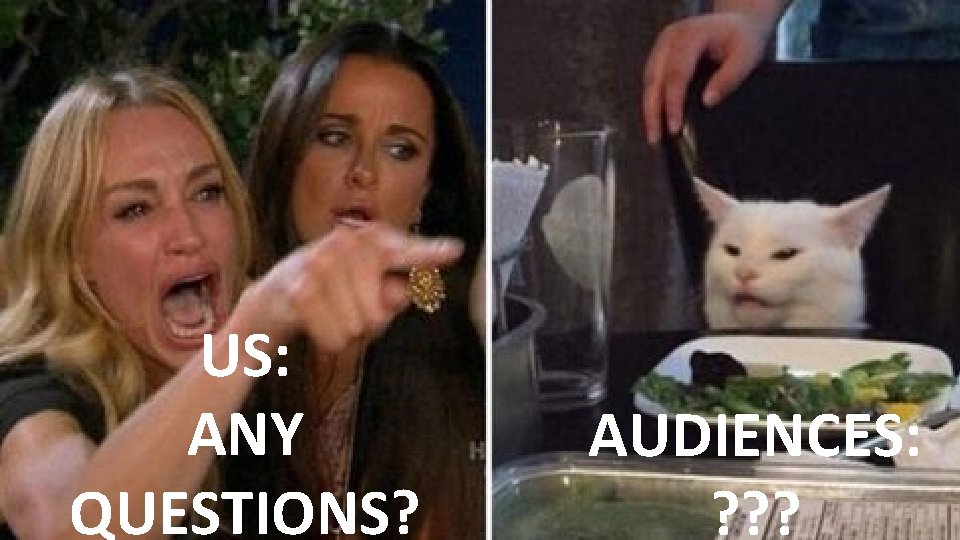 US: ANY QUESTIONS? AUDIENCES: ? ? ? 