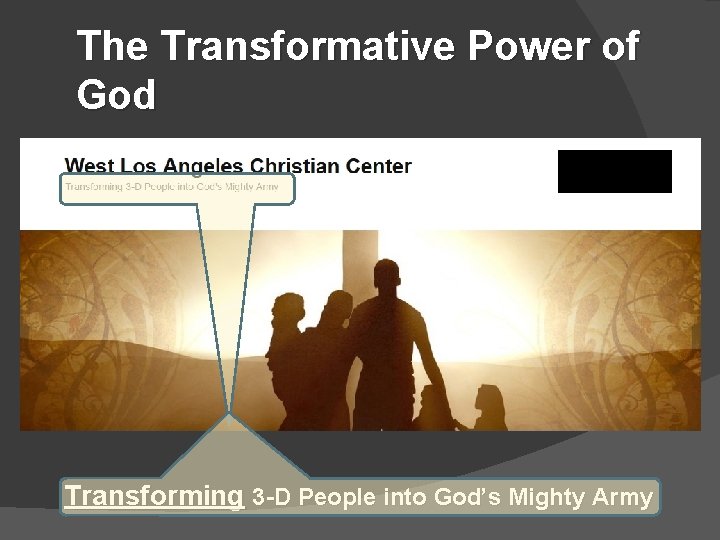 The Transformative Power of God Transforming 3 -D People into God’s Mighty Army 