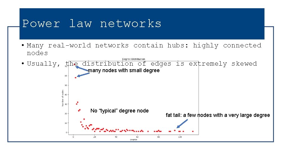 Power law networks • Many real-world networks contain hubs: highly connected nodes • Usually,