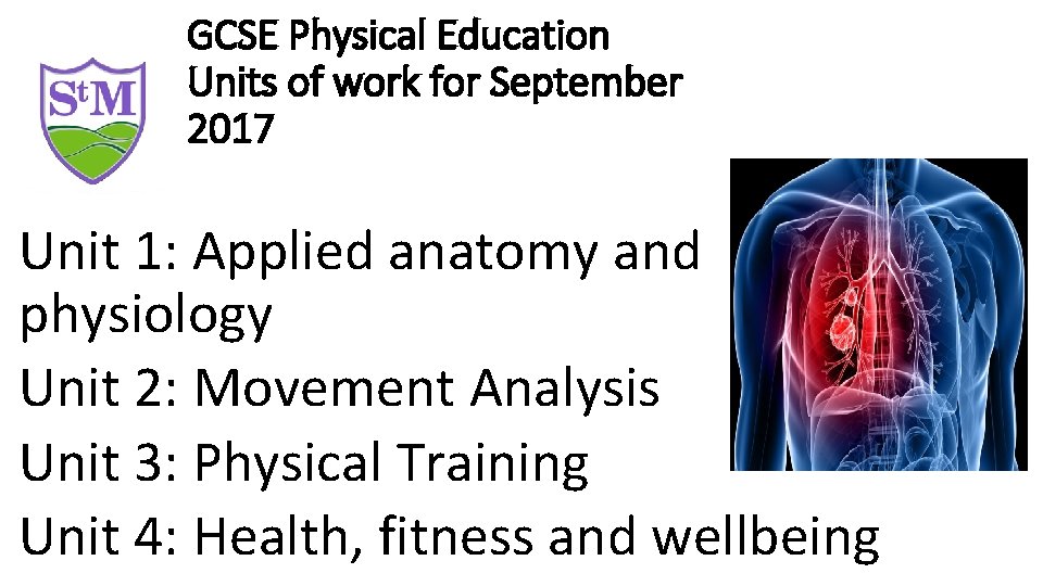 GCSE Physical Education Units of work for September 2017 Unit 1: Applied anatomy and GCSE Physical Education Units of work for September 2017 Unit 1: Applied anatomy and