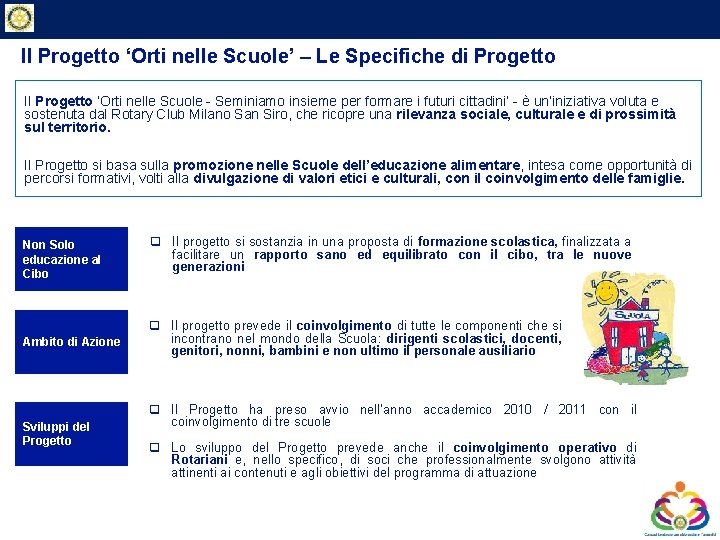 Private & Business Clients Il Progetto ‘Orti nelle Scuole’ – Le Specifiche di Progetto