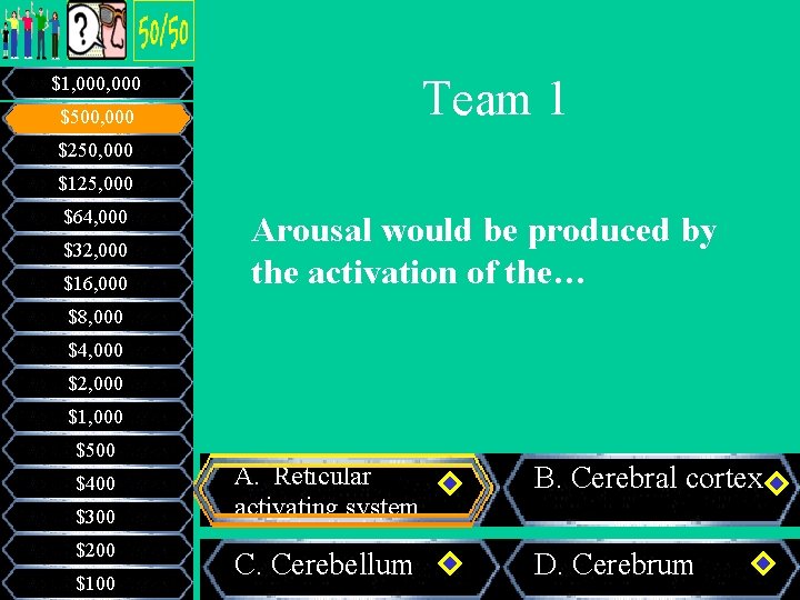 Team 1 $1, 000 $500, 000 $250, 000 $125, 000 $64, 000 $32, 000