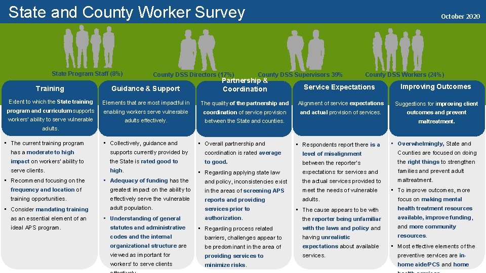 State and County Worker Survey State Program Staff (8%) County DSS Directors (17%) October