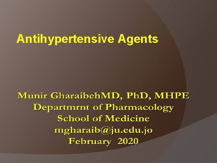 Antihypertensive Agents 