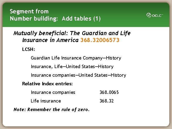 Segment from Number building: Add tables (1) Mutually beneficial: The Guardian and Life Insurance