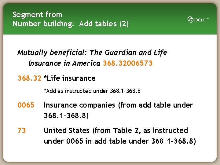 Segment from Number building: Add tables (2) Mutually beneficial: The Guardian and Life Insurance