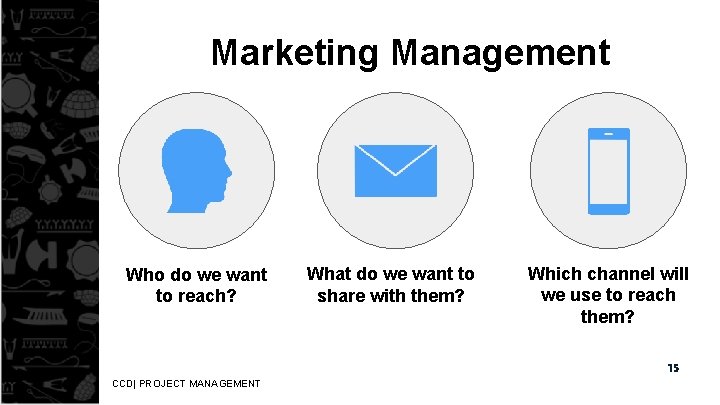 Marketing Management Who do we want to reach? What do we want to share
