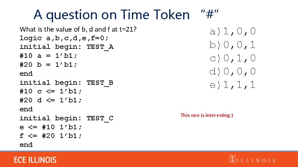 A question on Time Token “#” What is the value of b, d and