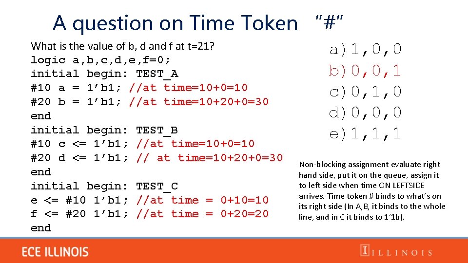 A question on Time Token “#” What is the value of b, d and