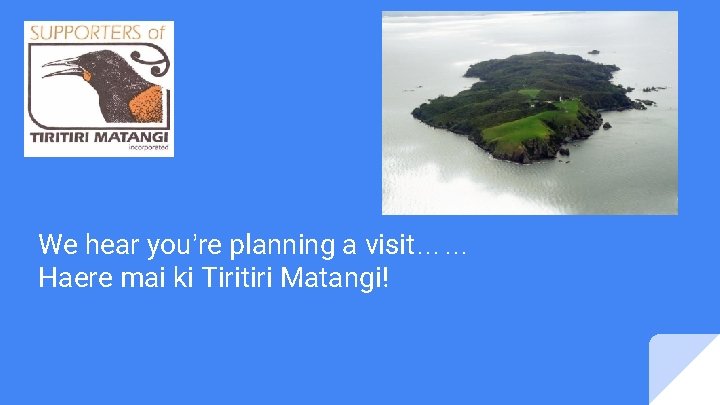 We hear you’re planning a visit…… Haere mai ki Tiritiri Matangi! 