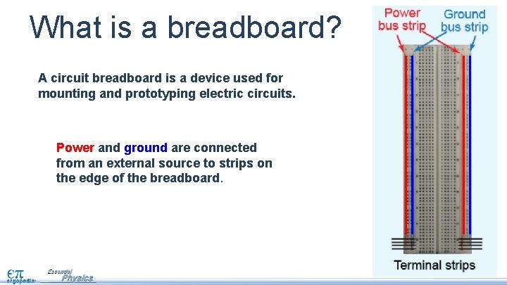 What is a breadboard? A circuit breadboard is a device used for mounting and