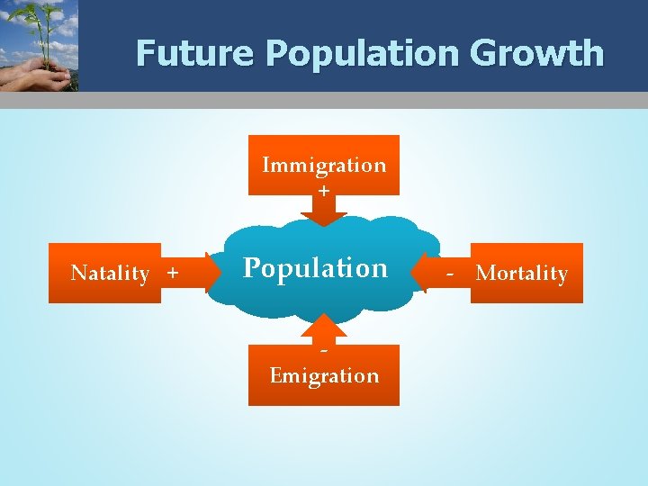 Future Population Growth Immigration + Natality + Population Emigration - Mortality 