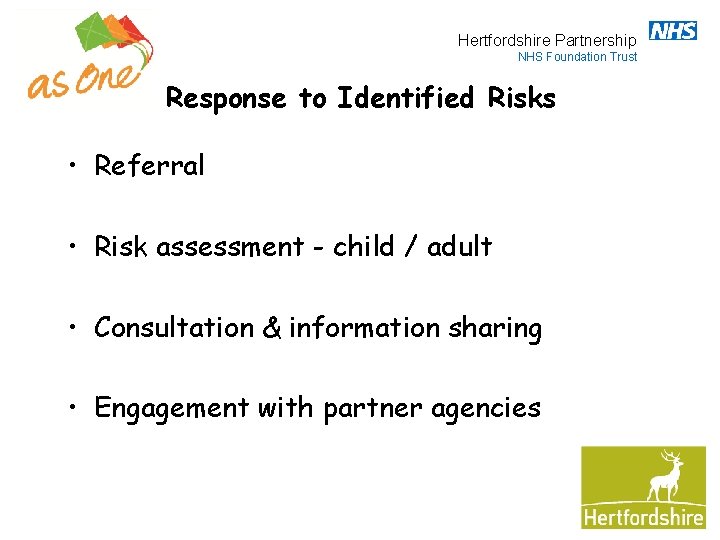 Hertfordshire Partnership NHS Foundation Trust Response to Identified Risks • Referral • Risk assessment