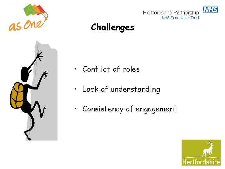 Hertfordshire Partnership NHS Foundation Trust Challenges • Conflict of roles • Lack of understanding