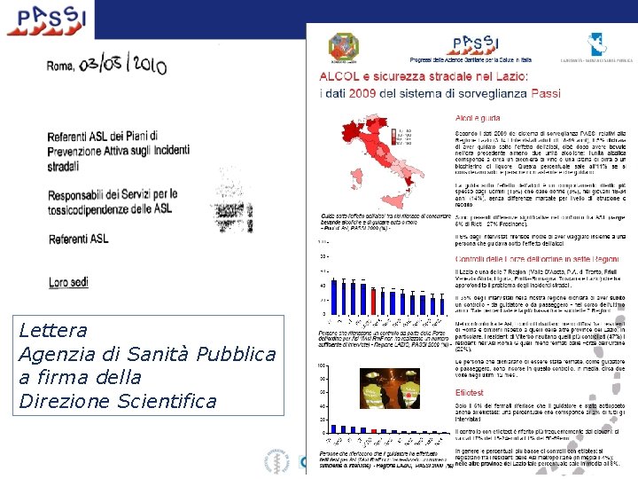 Lettera Agenzia di Sanità Pubblica a firma della Direzione Scientifica 