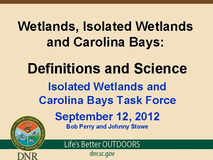 Wetlands, Isolated Wetlands and Carolina Bays: Definitions and Science Isolated Wetlands and Carolina Bays