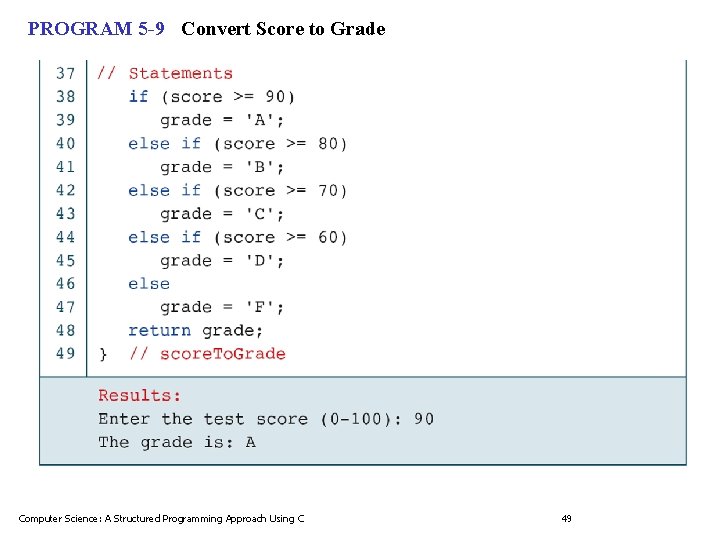 PROGRAM 5 -9 Convert Score to Grade Computer Science: A Structured Programming Approach Using