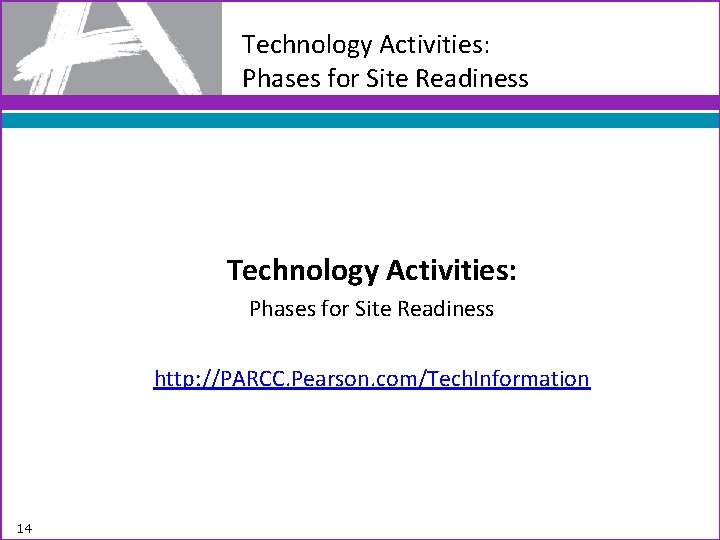 Technology Activities: Phases for Site Readiness http: //PARCC. Pearson. com/Tech. Information 14 