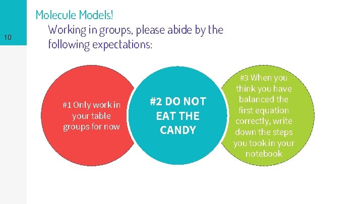 10 Molecule Models! Working in groups, please abide by the following expectations: #1 Only