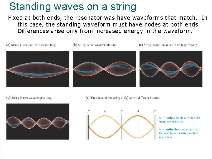 Standing waves on a string Fixed at both ends, the resonator was have waveforms