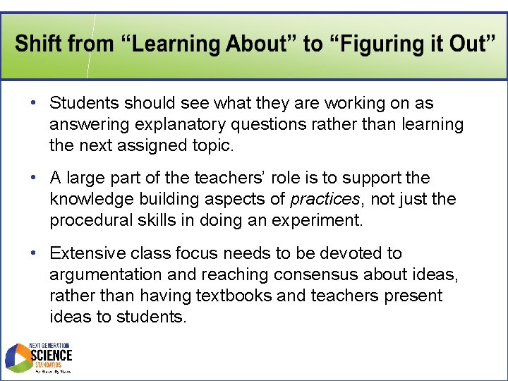  • Students should see what they are working on as answering explanatory questions