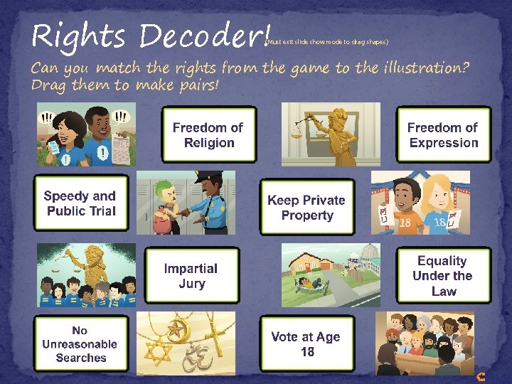 Rights Decoder! (Must exit slide show mode to drag shapes) Can you match the Rights Decoder! (Must exit slide show mode to drag shapes) Can you match the