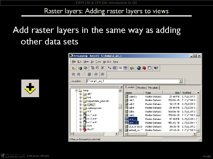 ESRM 250 & CFR 520: Introduction to GIS Raster layers: Adding raster layers to