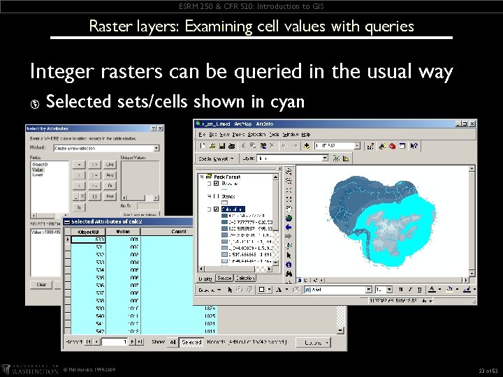 ESRM 250 & CFR 520: Introduction to GIS Raster layers: Examining cell values with