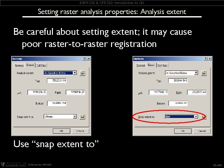 ESRM 250 & CFR 520: Introduction to GIS Setting raster analysis properties: Analysis extent