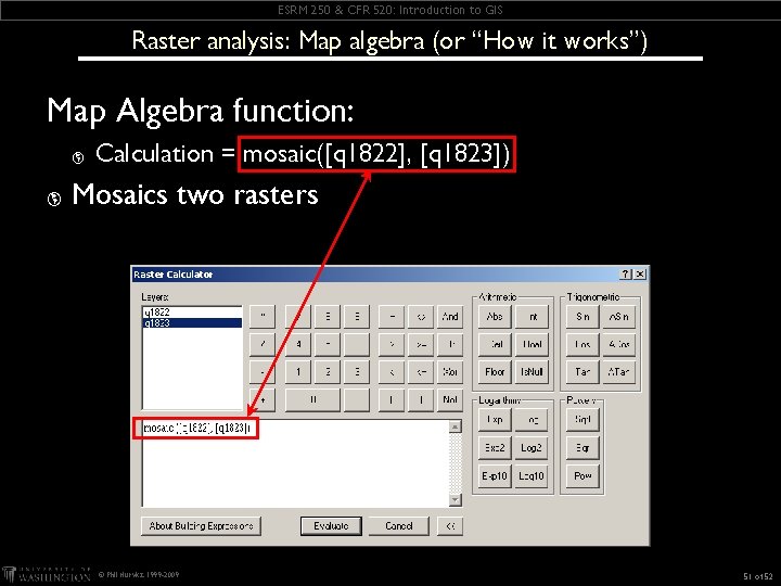 ESRM 250 & CFR 520: Introduction to GIS Raster analysis: Map algebra (or “How