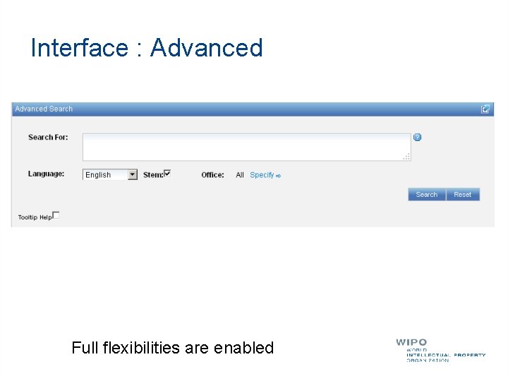 Interface : Advanced Full flexibilities are enabled 