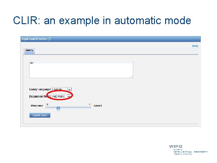 CLIR: an example in automatic mode 