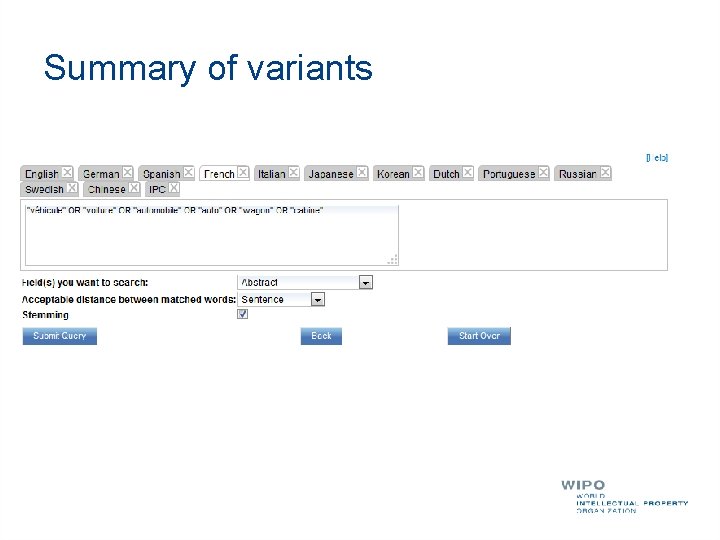 Summary of variants 