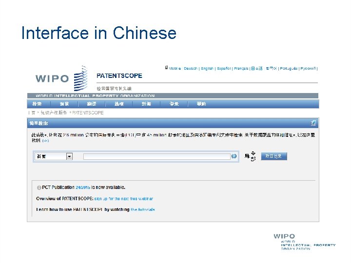 Interface in Chinese 