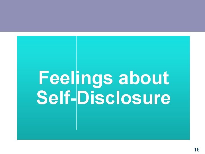 Feelings about Self-Disclosure 15 