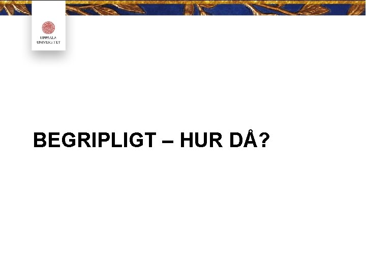 BEGRIPLIGT – HUR DÅ? 